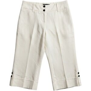 Byer California‎ Cream Cropped Wide Leg Pants Button Cuff Trousers Size 11